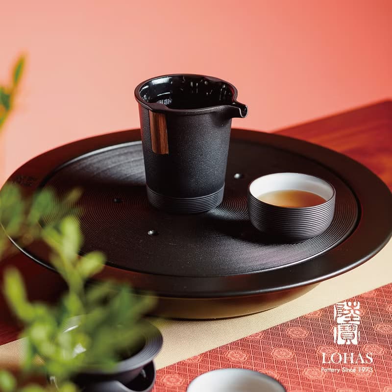 陸寶 環宇經典茶禮 玄黑 1壺1海4杯+茶盤 茶具組
