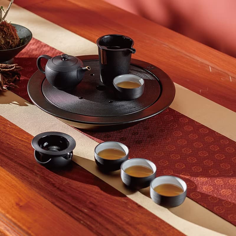 陸寶 環宇經典茶禮 玄黑 1壺1海4杯+茶盤 茶具組