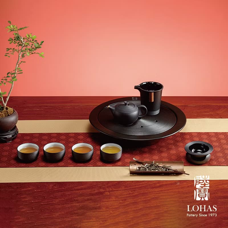 陸寶 環宇經典茶禮 玄黑 1壺1海4杯+茶盤 茶具組