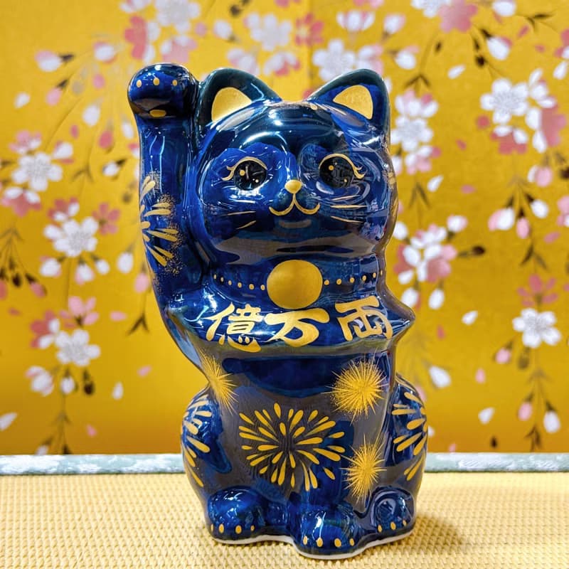 【青墨招財】日本清水燒招財貓 | 青墨花火 - 億万両