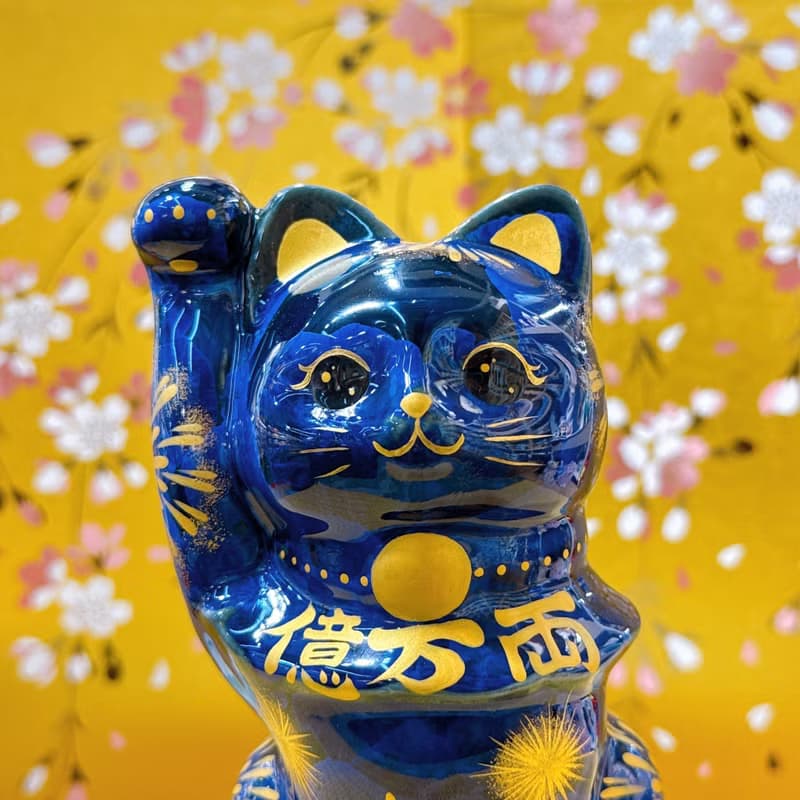 【青墨招財】日本清水燒招財貓 | 青墨花火 - 億万両
