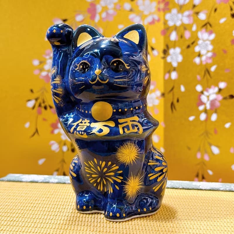 【青墨招財】日本清水燒招財貓 | 青墨花火 - 億万両