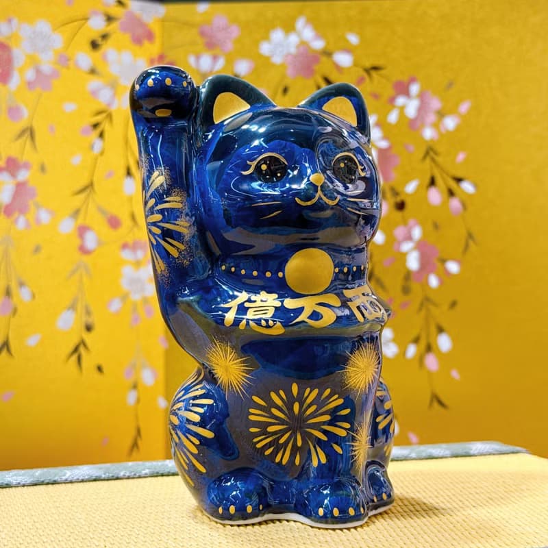 【青墨招財】日本清水燒招財貓 | 青墨花火 - 億万両