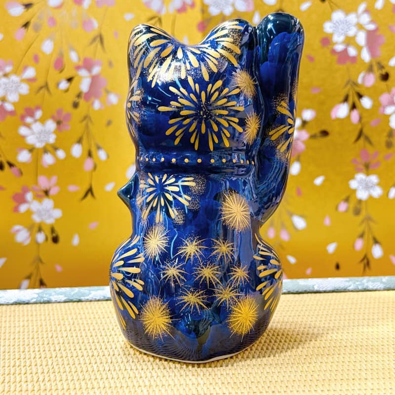 【青墨招財】日本清水燒招財貓 | 青墨花火 - 億万両