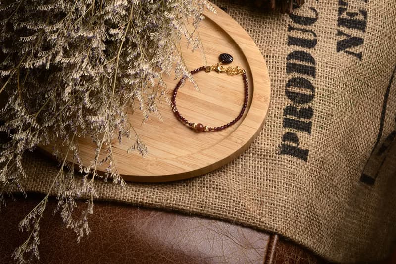 【神山晶礦】清透紅髮晶石榴鑽切貝殼手鍊/石榴石/紅髮晶