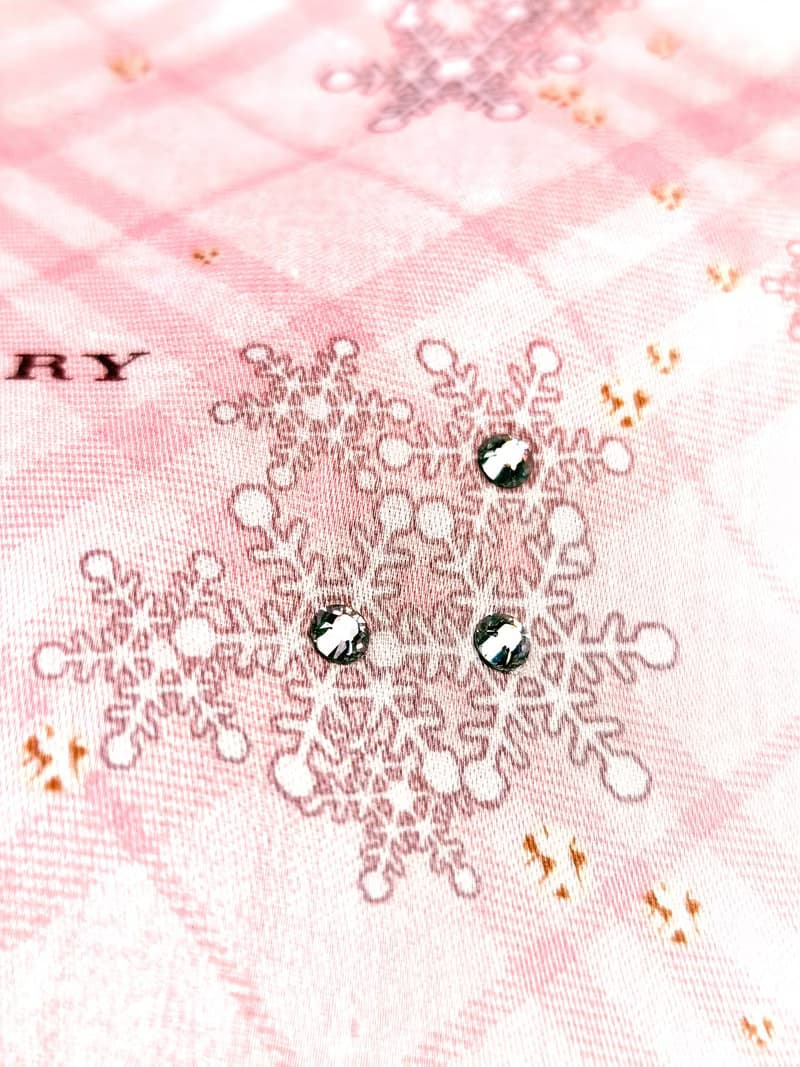 Burberry Vintage Handkerchief Pink Check with Snowflakes 20 x 19.5 inches