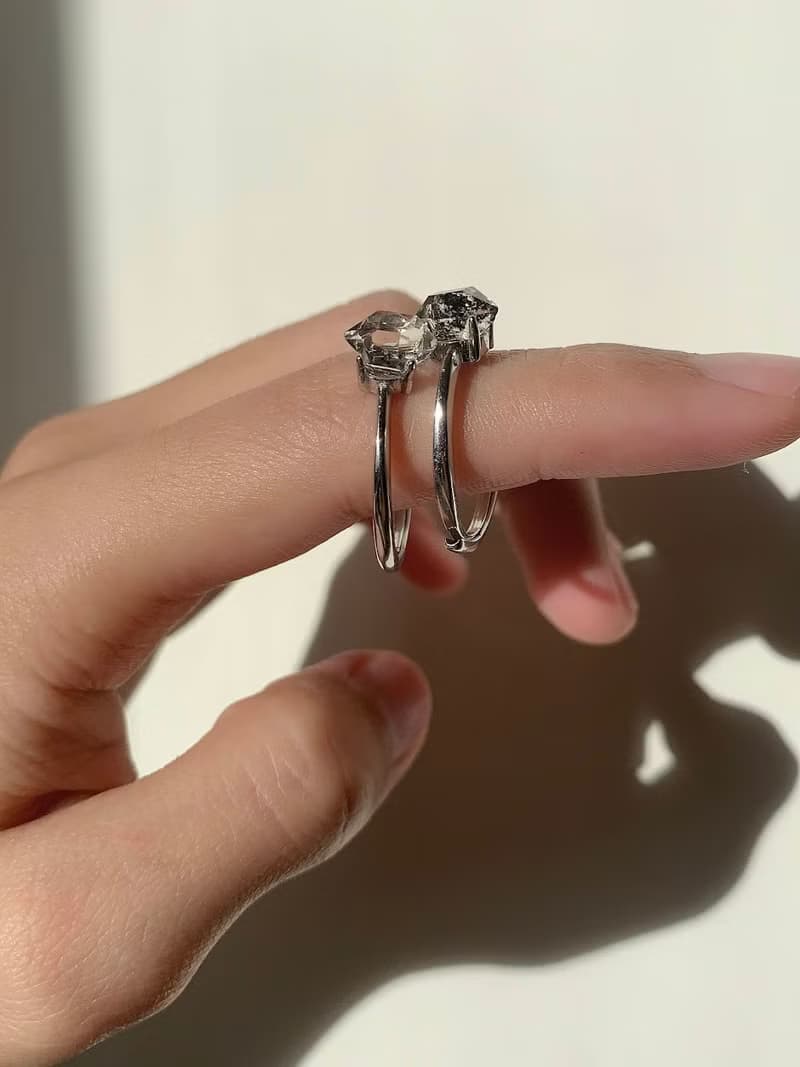 美國赫基蒙Herkimer Diamond純銀戒指/ 閃靈鑽/ S925銀/ 能量飾品