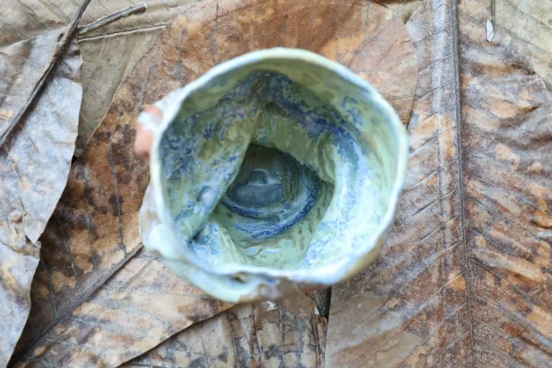 【喬遷禮物】風的皺折No1鈷綠手捏花器侘寂風雕塑擺件收藝術作品