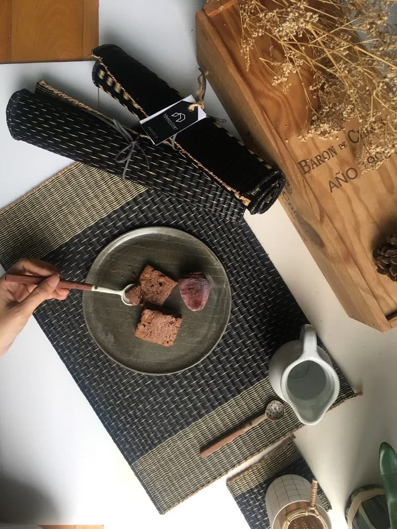 Set 2, black white grid Housewarming Gifts placemat, table mat, jute platemat