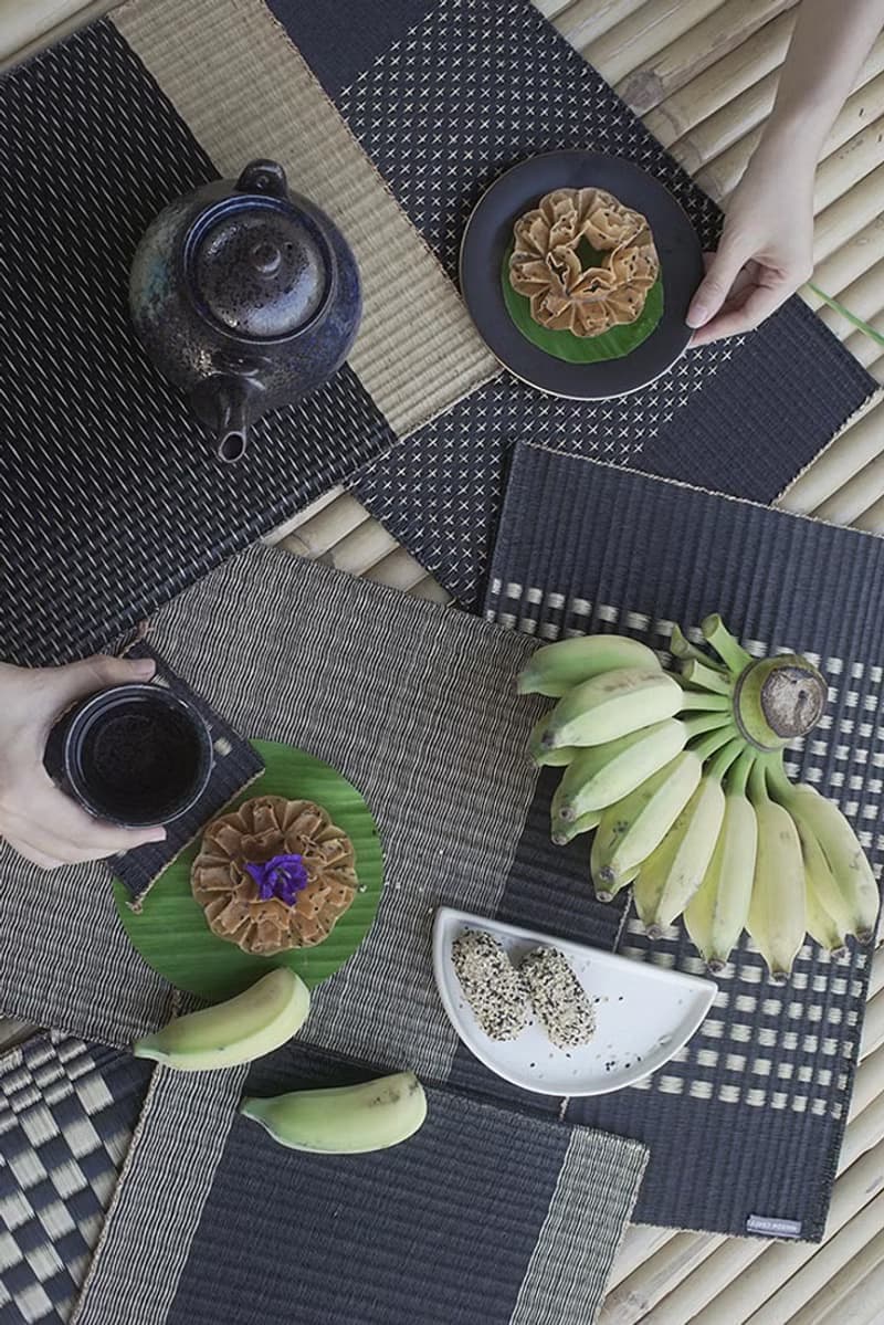 Set 2, black white grid Housewarming Gifts placemat, table mat, jute platemat