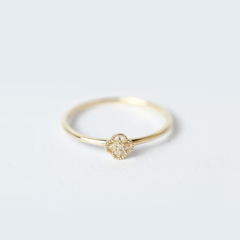 【10K金】K10 Gold 小梅花單鑽戒指
