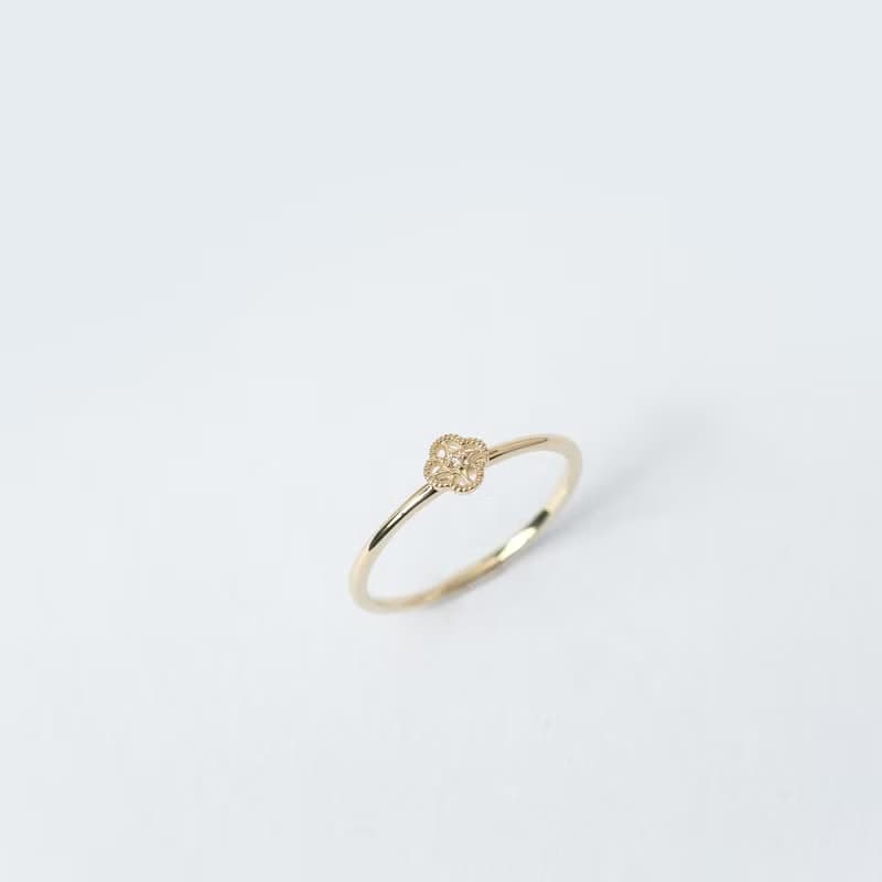 【10K金】K10 Gold 小梅花單鑽戒指
