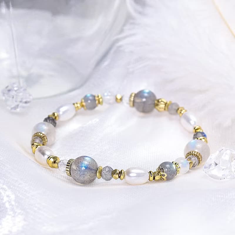 奇蹟之夜 | A124月光石拉長石珍珠手鍊