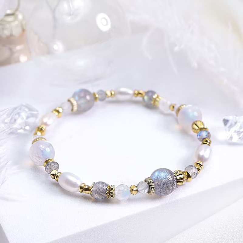 奇蹟之夜 | A124月光石拉長石珍珠手鍊