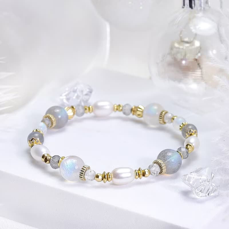 奇蹟之夜 | A124月光石拉長石珍珠手鍊