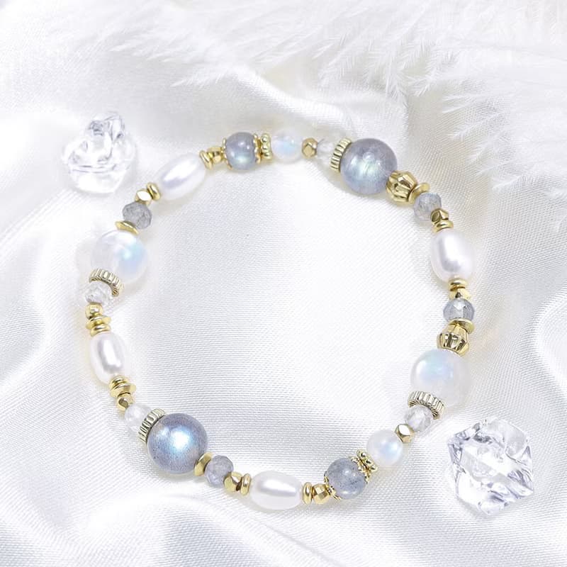 奇蹟之夜 | A124月光石拉長石珍珠手鍊