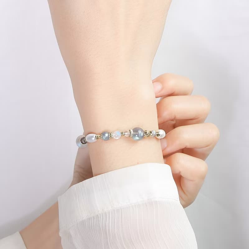 奇蹟之夜 | A124月光石拉長石珍珠手鍊