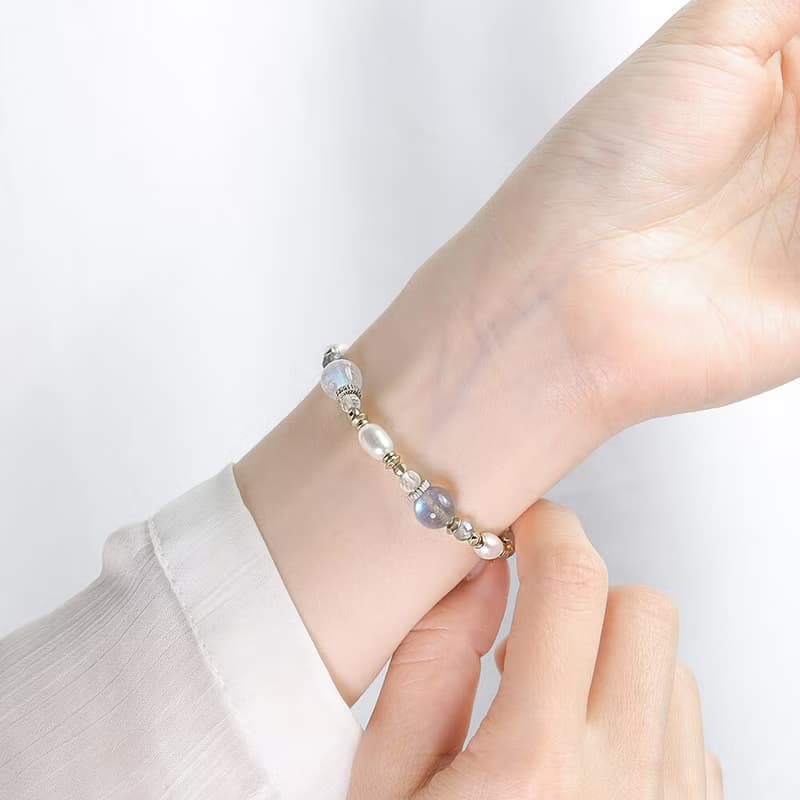 奇蹟之夜 | A124月光石拉長石珍珠手鍊