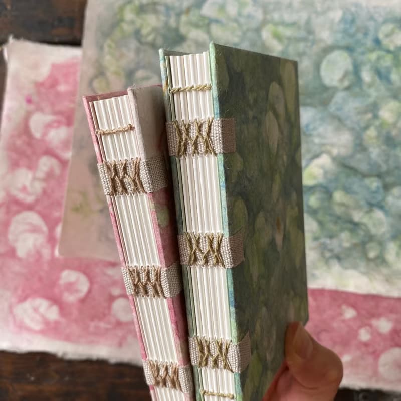 リンクステッチノート B7 染め和紙