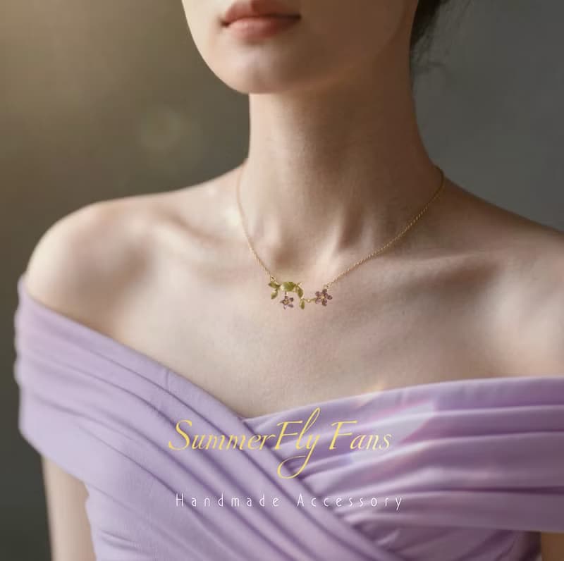 紫蘿枝語 | 18k註金輕奢琺瑯質感小花耳環項鍊