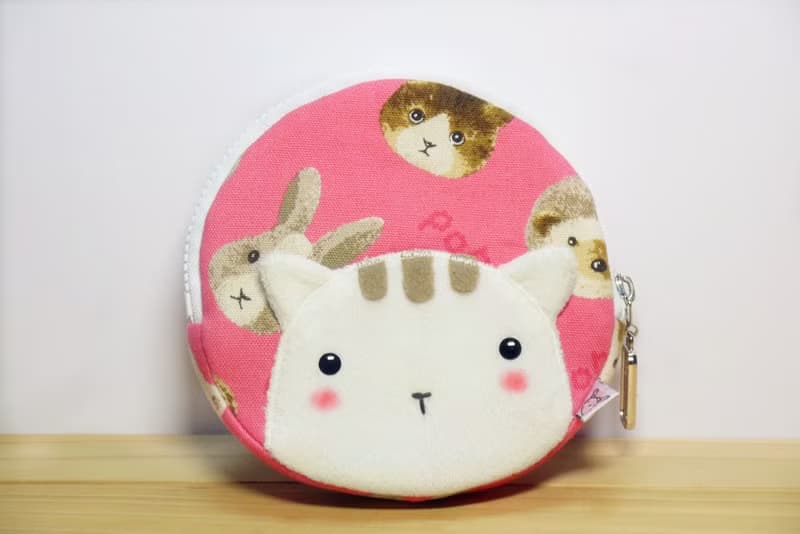 Bucute粉和風吉野貓 /旅行圓元錢包/手作/獨家發售/手工製作/交換禮物/生日禮物