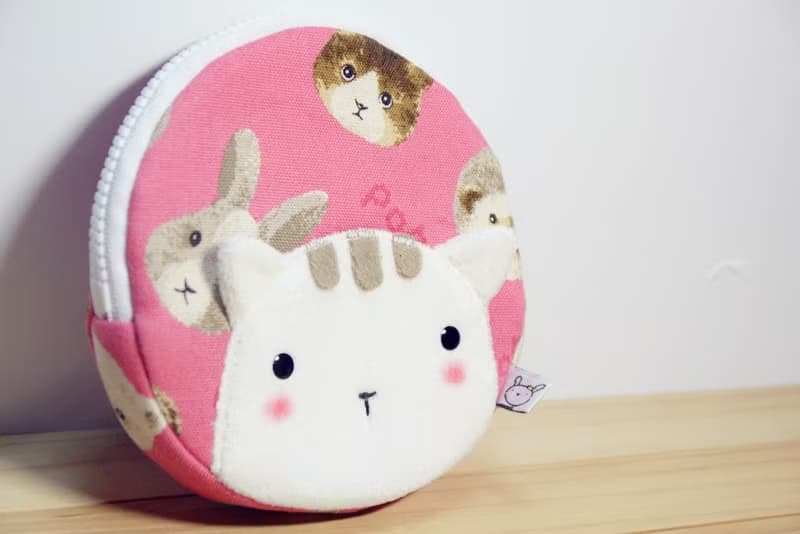 Bucute粉和風吉野貓 /旅行圓元錢包/手作/獨家發售/手工製作/交換禮物/生日禮物