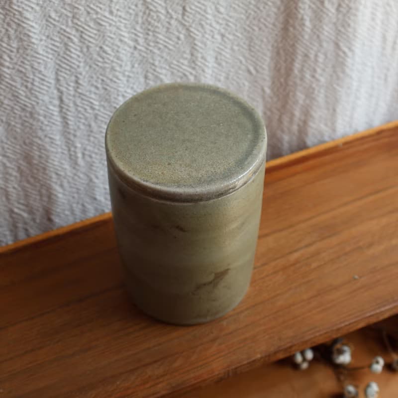 碧玉 柴燒陶茶倉 茶葉罐