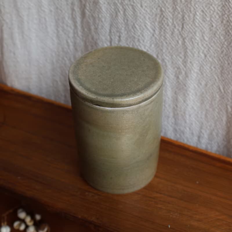 碧玉 柴燒陶茶倉 茶葉罐