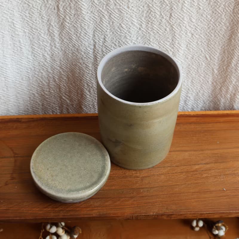 碧玉 柴燒陶茶倉 茶葉罐