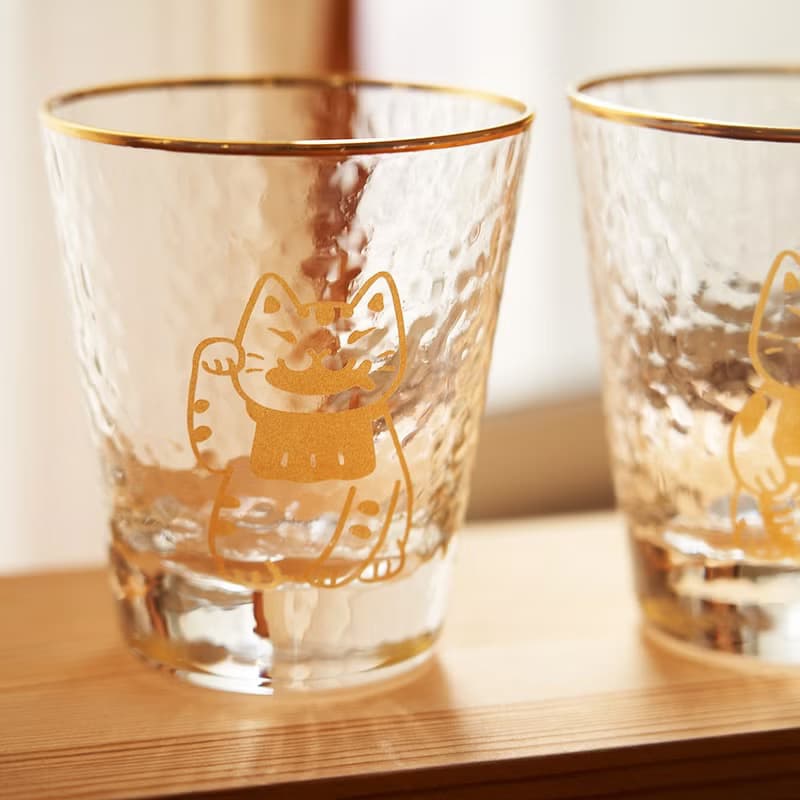貓の招財對杯(1組2杯/木盒包裝) 【HitoCat吉豆貓】