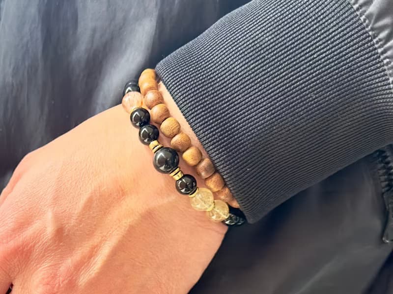 天然水晶 金髮晶 紅髮晶 黑曜石 14KGF 能量水晶手鍊 獨立原創設