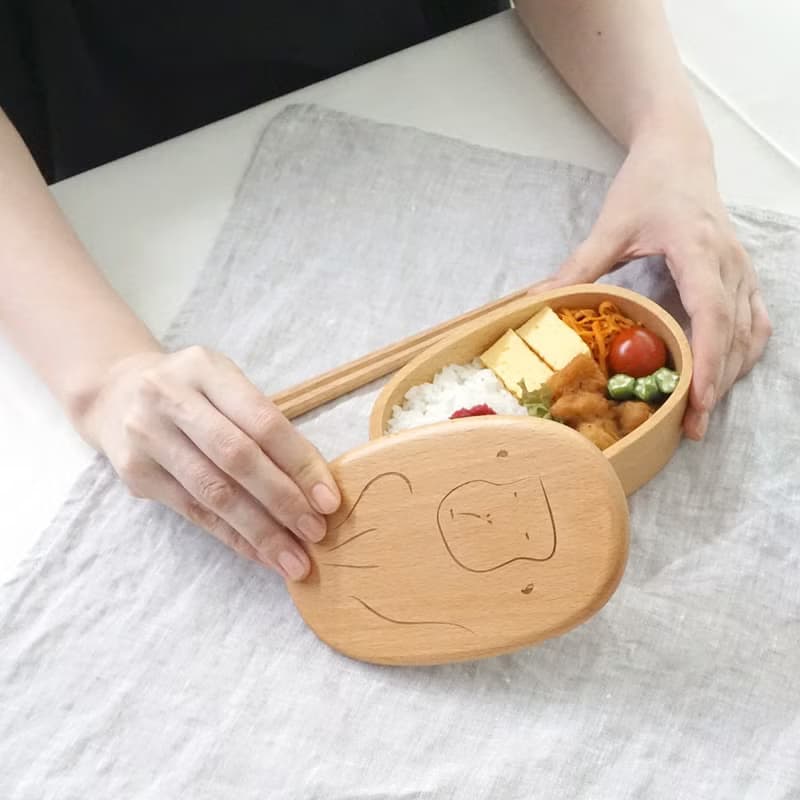 buna Natural Wood Ikimono Lunchbox 400ml Bento Bentobox Kids Gift Present Japan