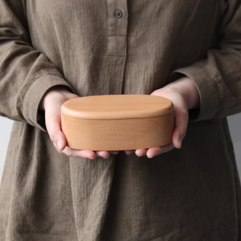 buna Natural Wood Ikimono Lunchbox 400ml Bento Bentobox Kids Gift Present Japan