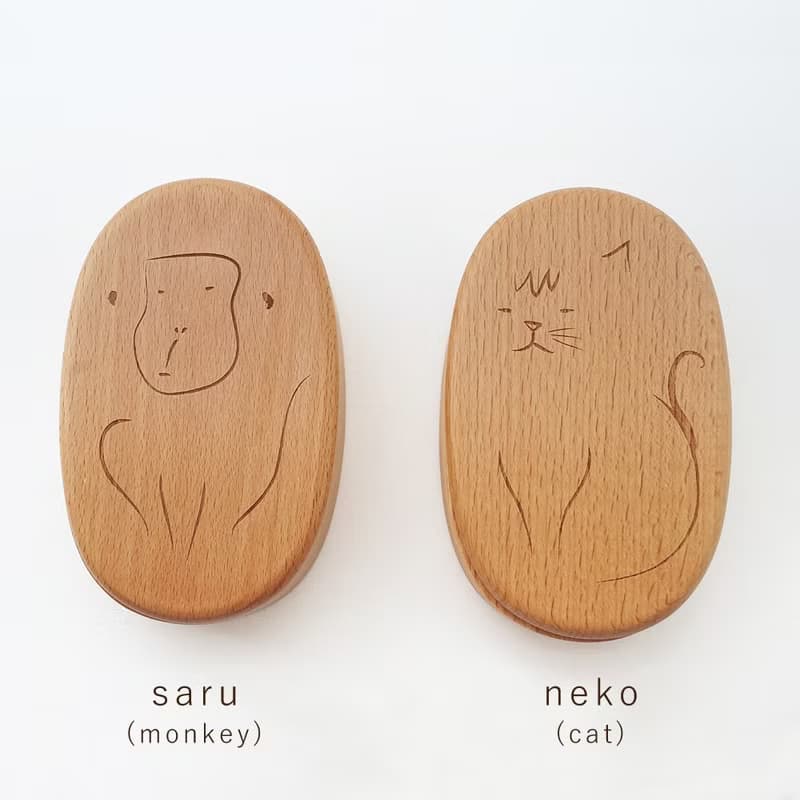 buna Natural Wood Ikimono Lunchbox 400ml Bento Bentobox Kids Gift Present Japan