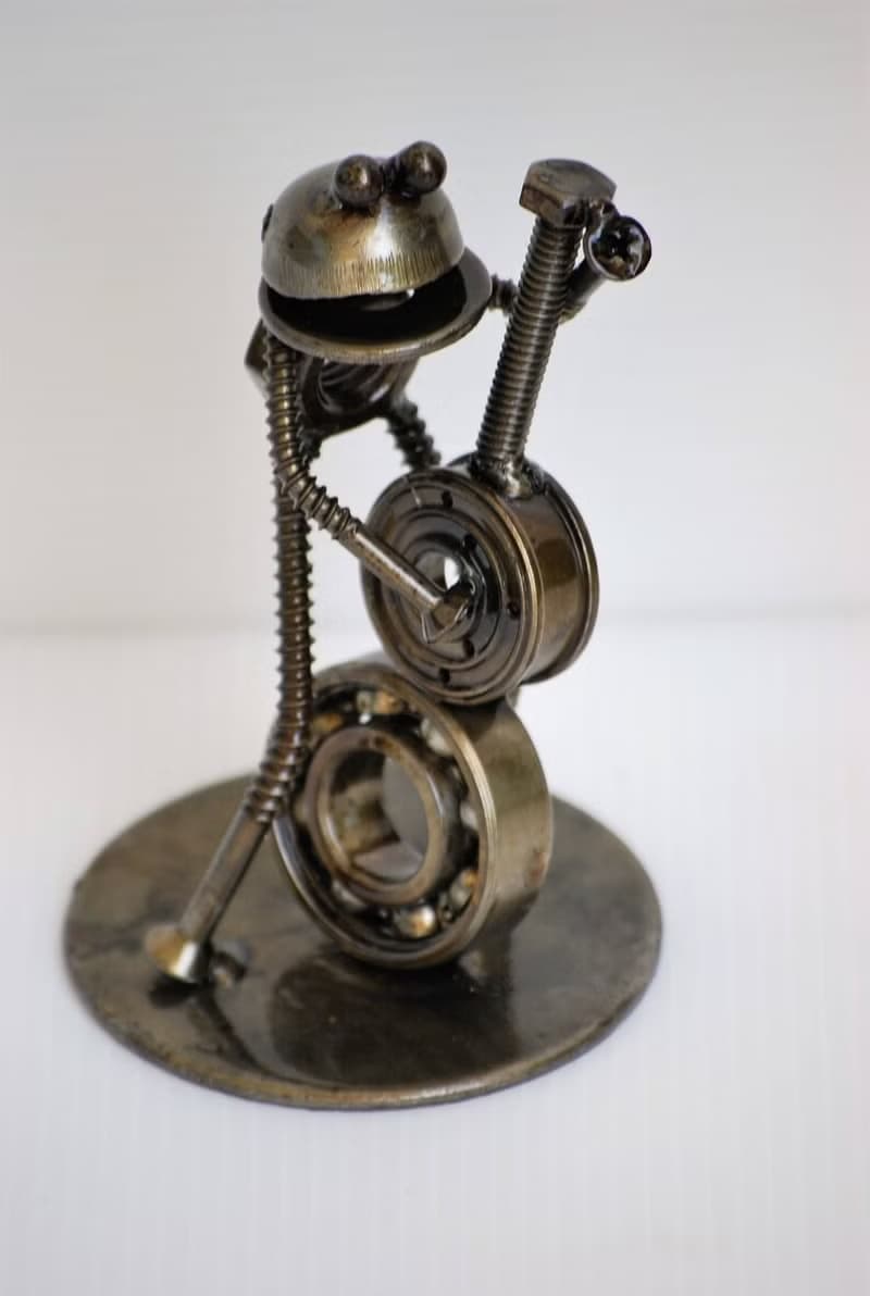 Frog Play Cello Scrap Metal Sculpture, Gift For Anniversary, Welding Sculpture