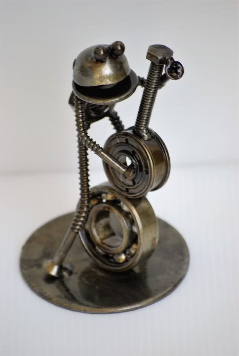 Frog Play Cello Scrap Metal Sculpture, Gift For Anniversary, Welding Sculpture