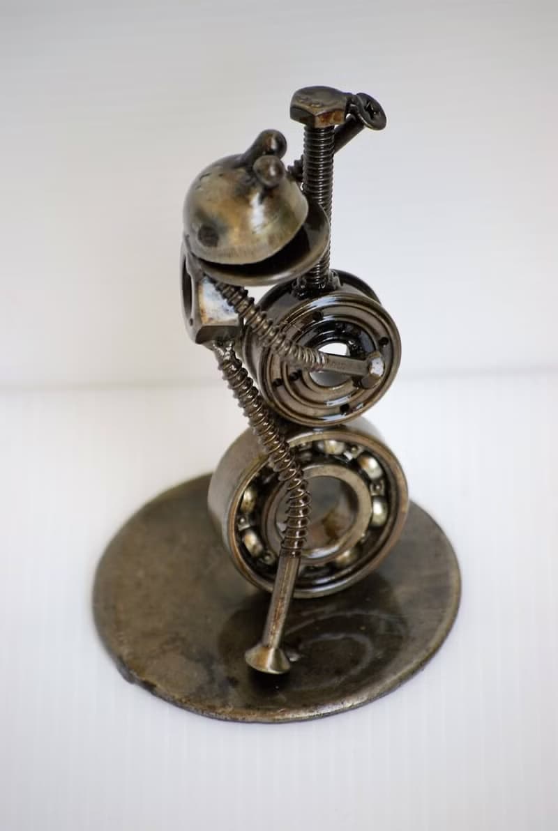 Frog Play Cello Scrap Metal Sculpture, Gift For Anniversary, Welding Sculpture