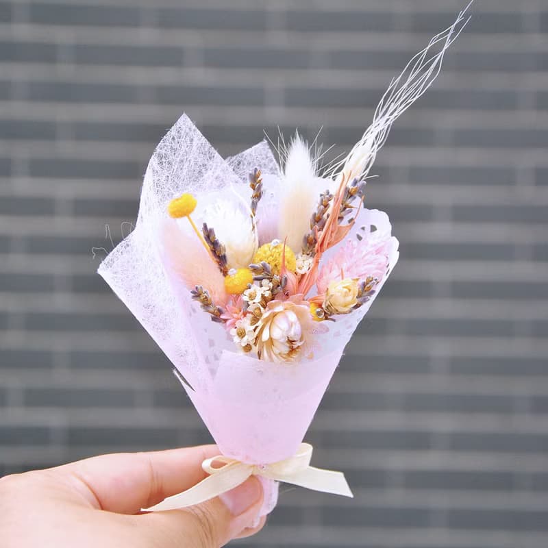 迷你乾燥花束禮盒(中)-浪漫粉 婚禮小物 聖誕禮物