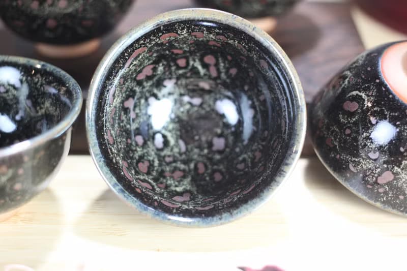 【母親節禮物】50ml 鏽斑油滴天目 中式茶杯五入組 名家葉敏祥作
