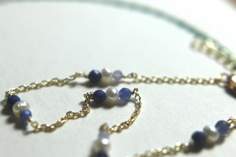 六月誕生石 手鍊 12月誕生石 坦桑石 珍珠 - 放輕鬆 -