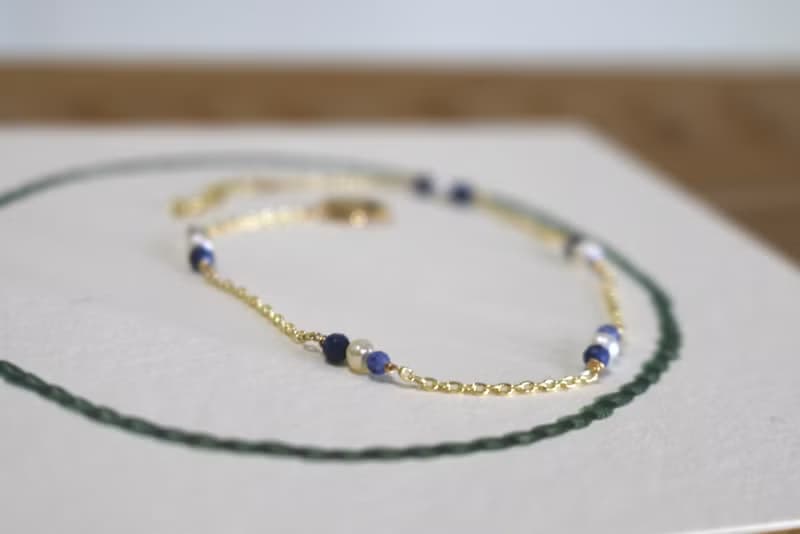 六月誕生石 手鍊 12月誕生石 坦桑石 珍珠 - 放輕鬆 -