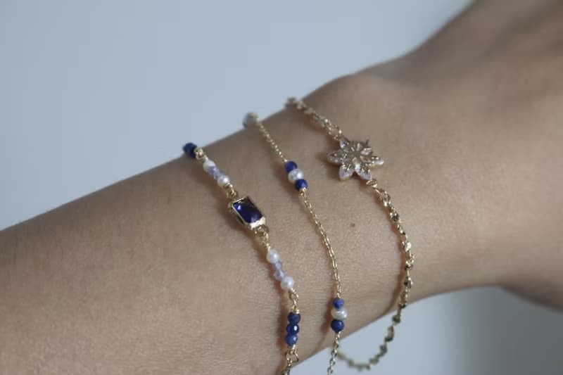 六月誕生石 手鍊 12月誕生石 坦桑石 珍珠 - 放輕鬆 -