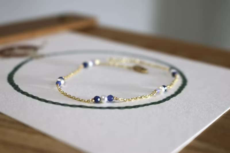 六月誕生石 手鍊 12月誕生石 坦桑石 珍珠 - 放輕鬆 -