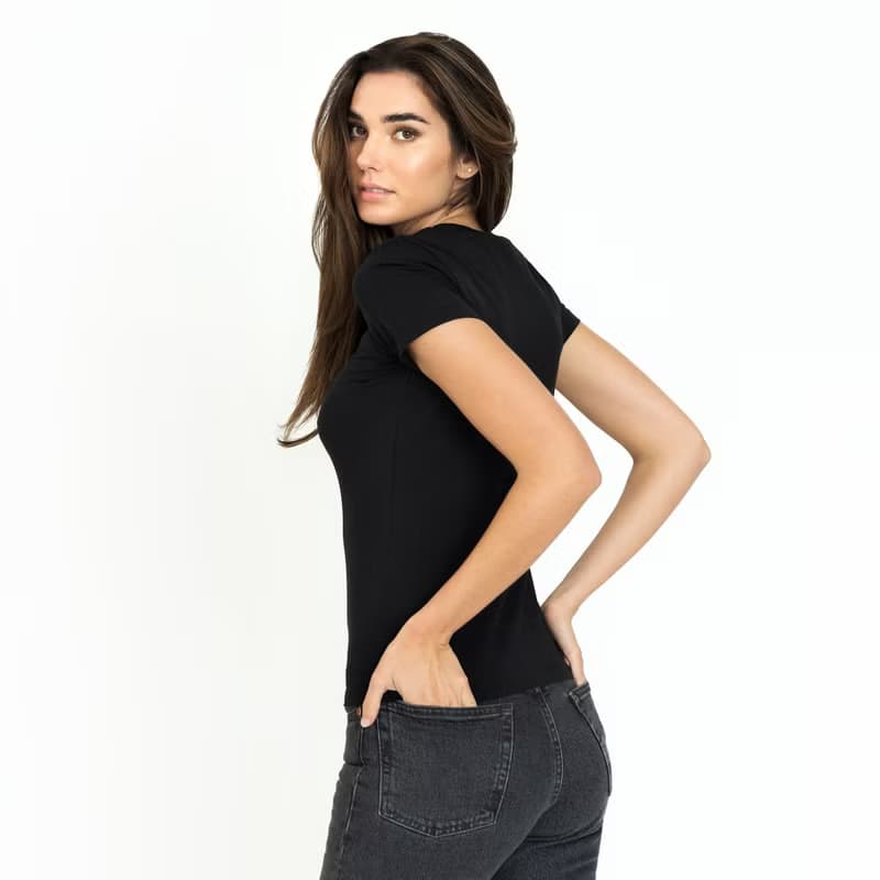 北歐極簡 - 貼身經典有機棉圓領T恤 / 素T / T-shirt 女 (黑)