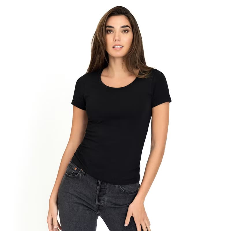 北歐極簡 - 貼身經典有機棉圓領T恤 / 素T / T-shirt 女 (黑)
