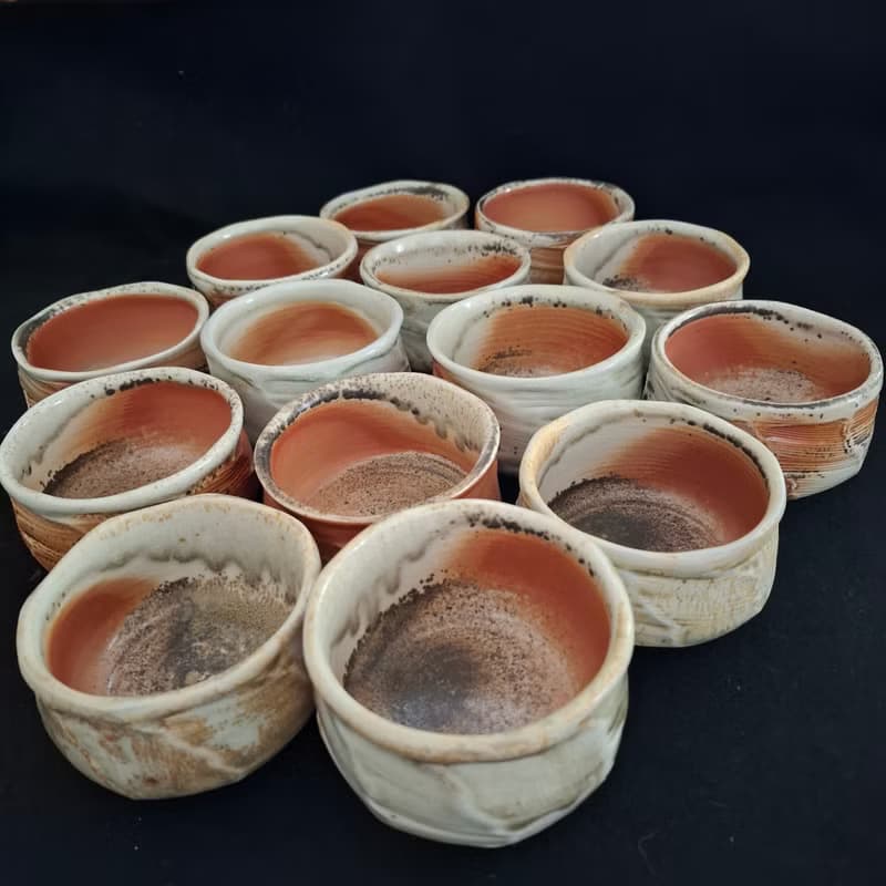 抹茶碗柴燒自然落灰火吻個性商品手拉胚最佳禮物紀念品