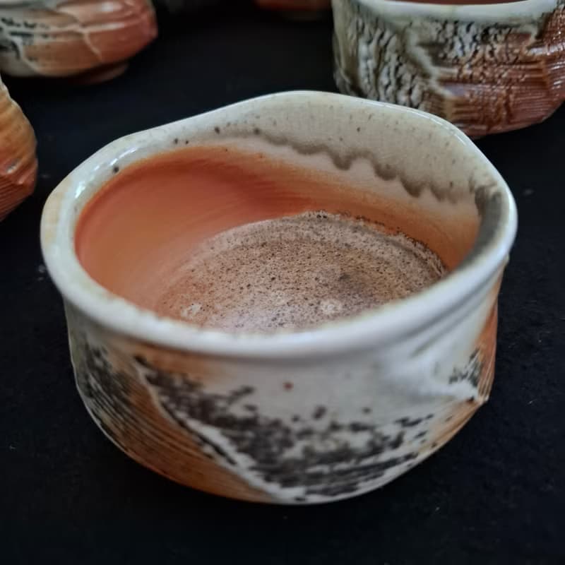 抹茶碗柴燒自然落灰火吻個性商品手拉胚最佳禮物紀念品