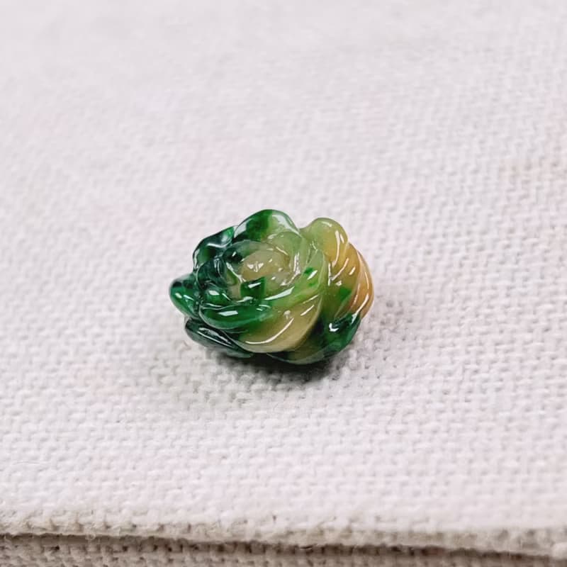 冰種三彩翡翠牡丹花 | 天然緬甸玉翡翠A貨 | 送禮