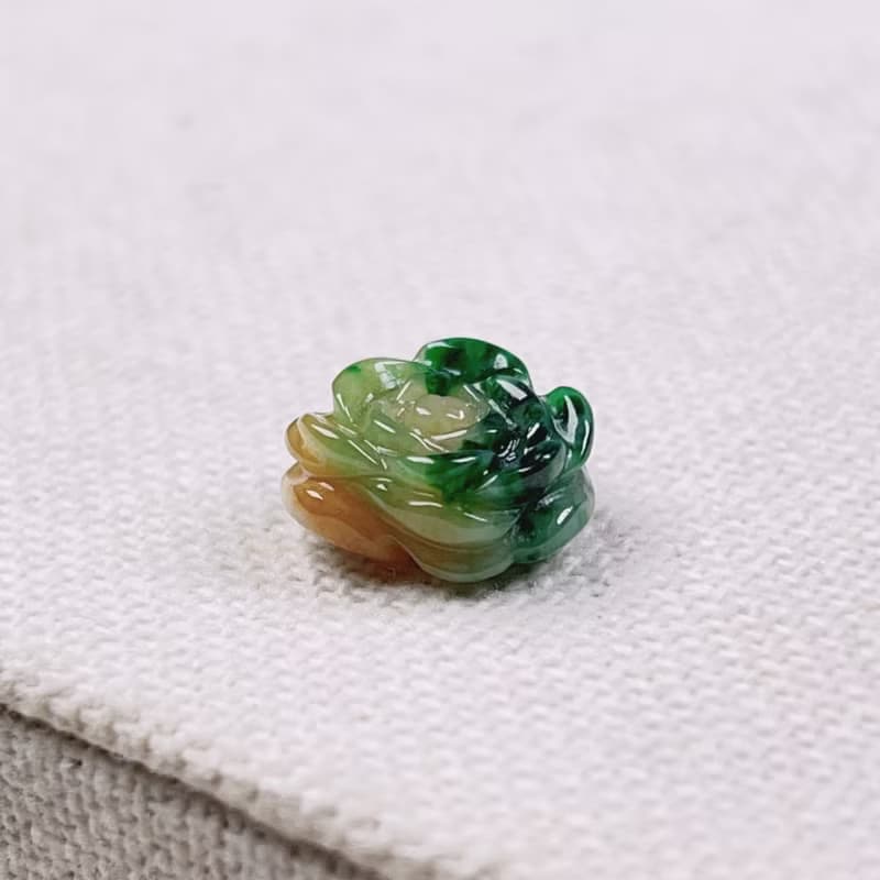 冰種三彩翡翠牡丹花 | 天然緬甸玉翡翠A貨 | 送禮