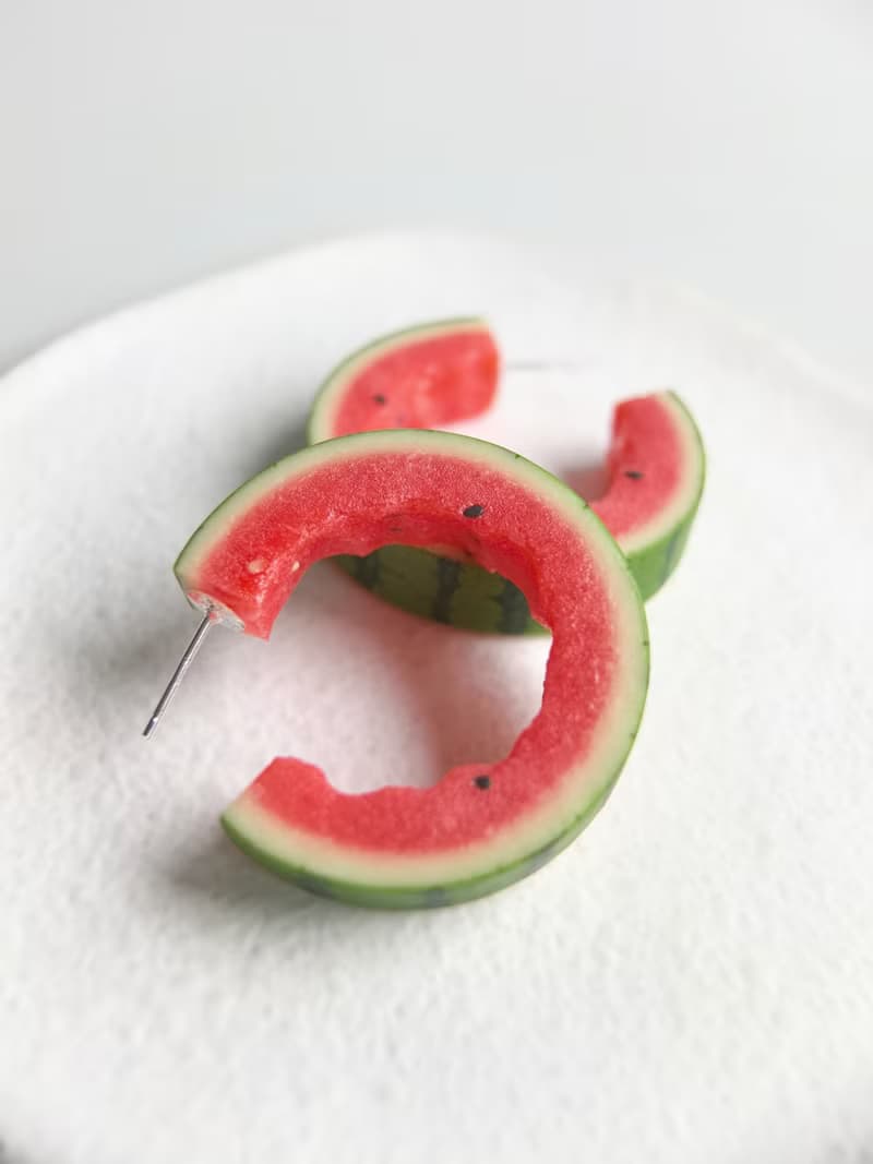 嘻瓜系列*軟陶手工西瓜皮耳釘耳環耳飾食玩可愛創意生日禮物